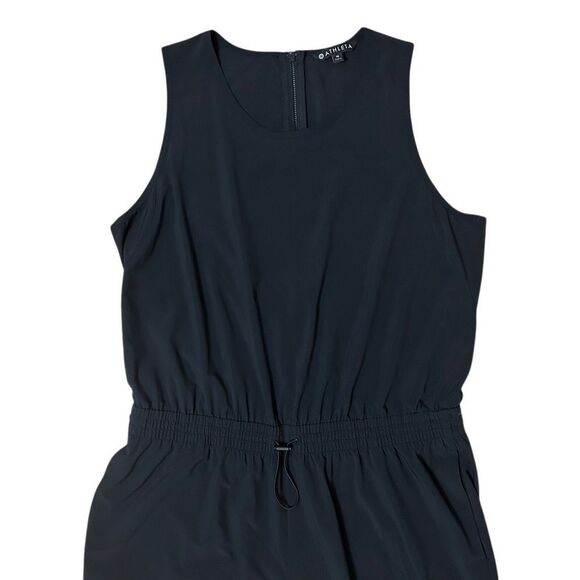 Athleta Womens Black Sleeveless Jumpsuit Size 16 Elastic Waist Tapered Utility - Picture 2 of 10